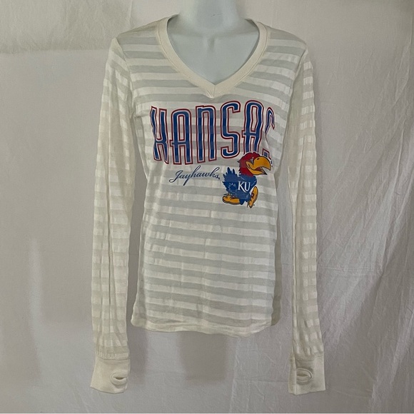Pressbox Tops - PressBox white Kansas Jayhawks long sleeve size large NEW WITH TAGS